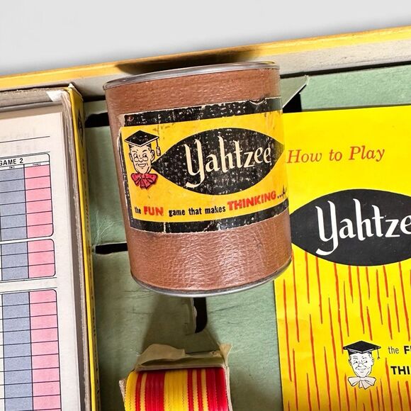 Vintage Dated 1956 Yahtzee Board Game Original Box Complete E.S. Lowe Co. Inc - Picture 3 of 8
